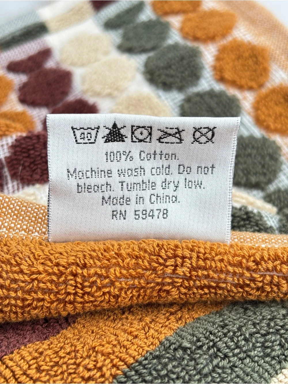 NWT Soho Living 2Pc Cotton Retro Earth Tone Polka Dot Striped Fall Bath Towels